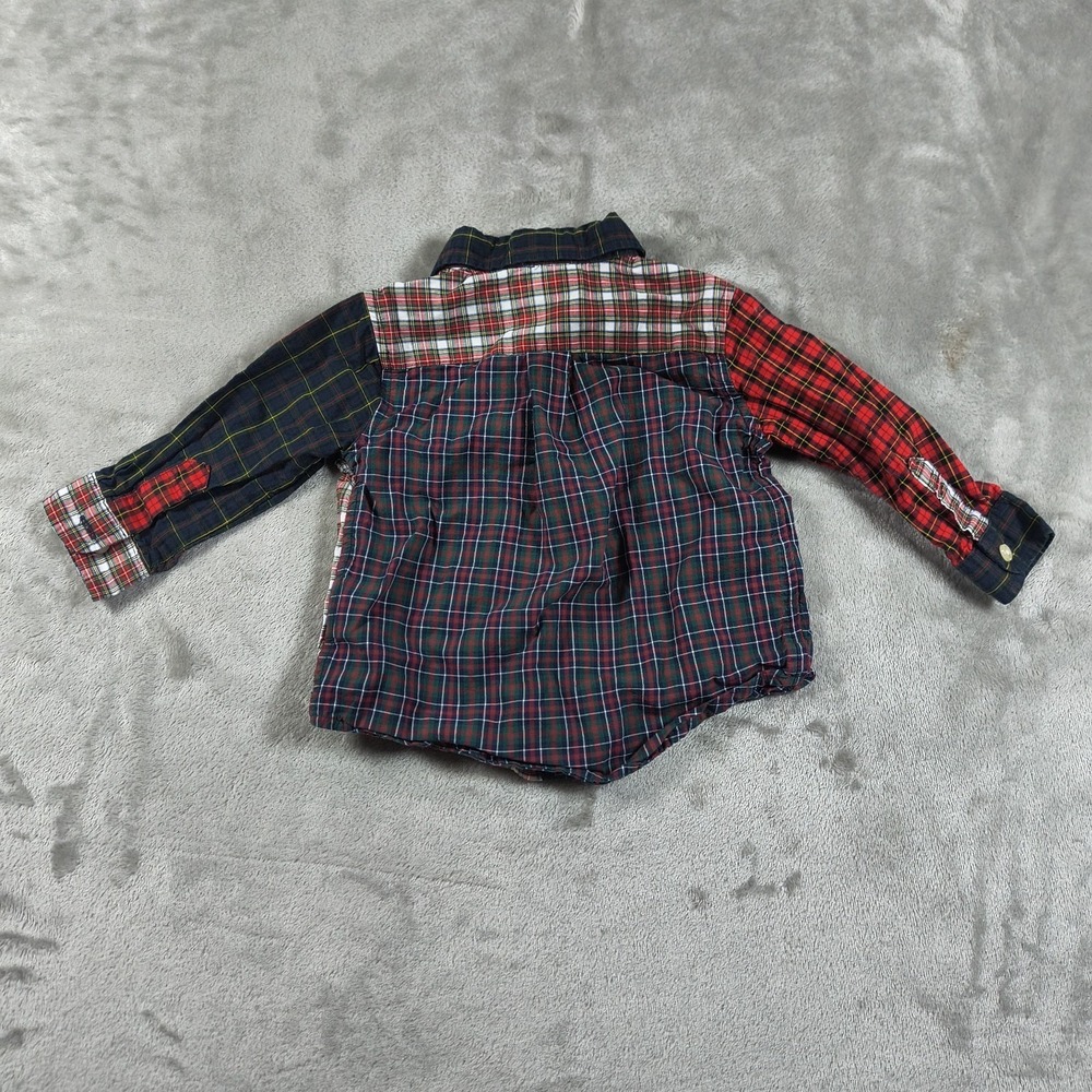 Ralph Lauren Baby Boy Shirt 6M Plaid Button Up Tartan Patchwork Stretch - Picture 3 of 12